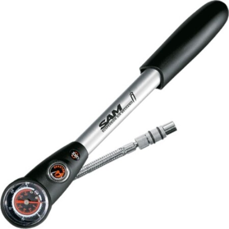 Shock absorber pump SKS SAM with pressure gauge 25 bar (silver) - SKS Germany