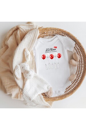 Short Sleeve 100% Cotton 23 April Balloon Design Bodysuit - Lotus Baby
