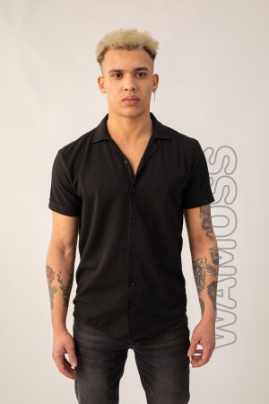 Short Sleeve Slim Fit Knitted Shirt WMS043 - WAMOSSALAPLI