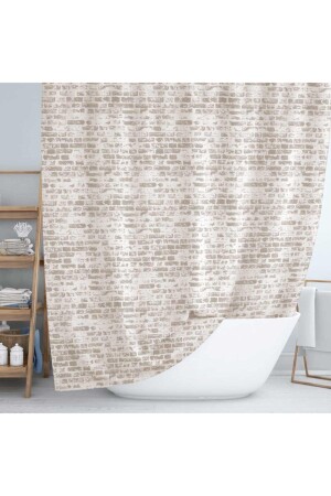 Shower Curtain 1406 Model Brown Color Double Wings 2x 110x200cm - Jackline