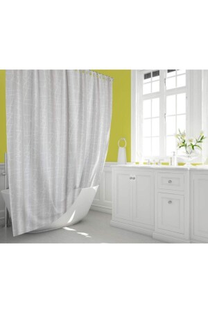Shower Curtain 3182 Model White Color Double Wings 2x 110x200cm - Tropik