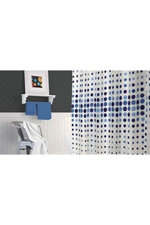 Shower Curtain 4961 Blue Color Single Wing Width-180cm Length-200cm - Evdy