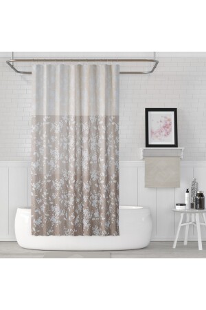 Shower Curtain Double Wing 2x120x200cm Floral Patterned Bath Curtain with 16 C Rings Gift - Tropikhome