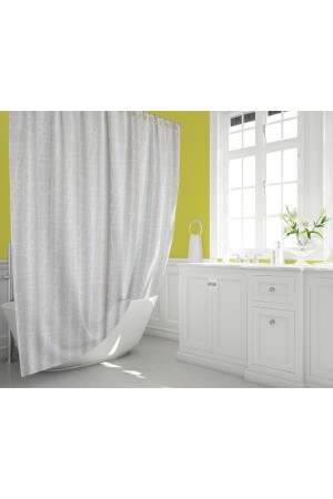 Shower Curtain Double Wing 2x120x200cm Marble Patterned Bathroom Curtain with 16 C Rings Gift - Tropikhome