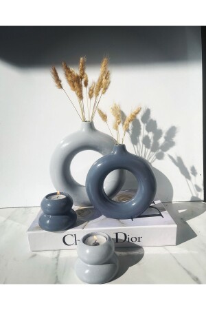 Sibel/ela Design Set aus 2 Ringvasen und 2 Kerzenhaltern - Elatasarım