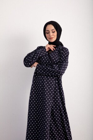 Side Tied Prayer Dress Polka Dot Patterned - Kutay Collection