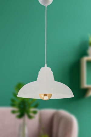 Sıdney Large (32 CM DIAMETER) Retro Rustic Model Modern Metal White Color Pendant Lamp Cafe - Kitchen Single Chandelier SIDNEYTEKLİ - Fer Avize