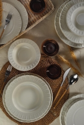 Siena 24 Piece Dinner Set for 6 People Without Pearl Decoration PSIN24Y200 - Kütahya Porselen