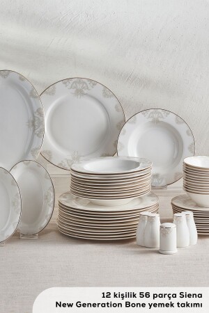 Siena Porcelain 56 Piece Dinner Set for 12 People Gold 153. 03. 07. 8023 - Karaca