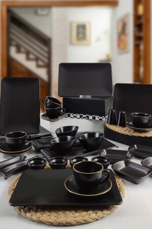 Siera 35-teiliges Frühstücksset für 6 Personen, Schwarz SIE9562 - Keramika