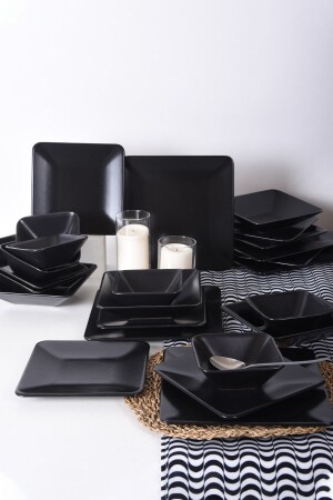 Siera Matte Black Square Dinner Set 24 Pieces for 6 Persons TY032024F956A0000000AOV100 - Keramika