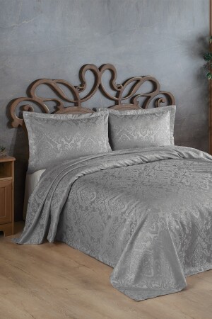 Sierra Jacquard Chenille Double Bedspread (grey) SRR1 - BİRHOME