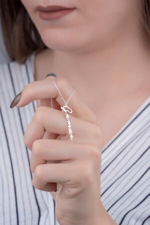 Signature Necklace - Vertical Necklace - Handwritten Necklace - 925 Sterling Silver Name Necklace - Gibongi