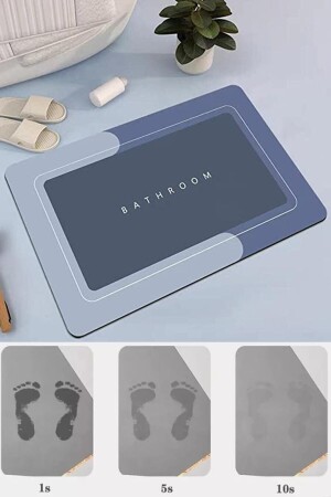 Sihirli Su Emici Banyo Paspası Kaymaz Tabanlı Abdest Paspası 3,5 Mm 40x60 z22 - birlikvar