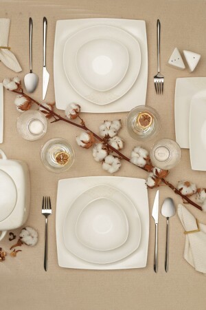 Şila Porcelain 60 Piece Dinner Set for 12 Persons Cream 8697918737603 - Karaca