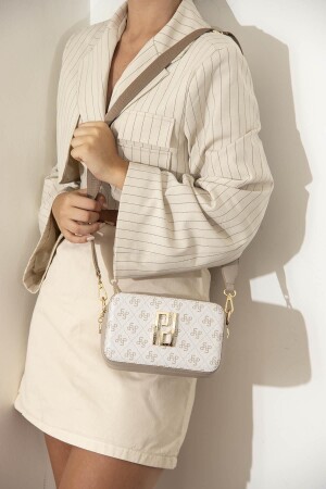 Silber & Polo Beige - Sand Sp1078 Damen-Umhängetasche - Silver Polo