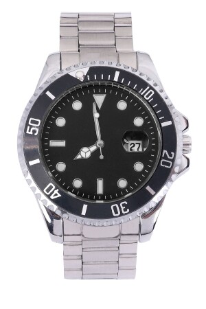 Silberfarbene Herren-Armbanduhr mit Stahlgehäuse und Stahlarmband und Kalender kd142140 - pierrose