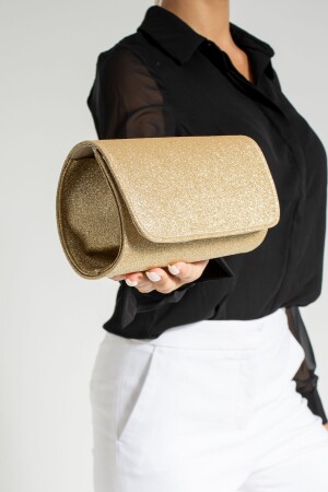 Silbergoldene Mini-Portfolio-Abendtasche für Damen - Bibags