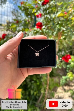 Silberkette, Schmetterlings-Halskette mit Geschenkbox, Symbol für Freiheit und Veränderung, Halskette aus 925er-Sterlingsilber, rosévergoldet, LCN-101-108 - Lucente Jewellery