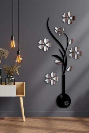 Silberne Blumenvase Wanddekoration Malerei - Evdeucuz