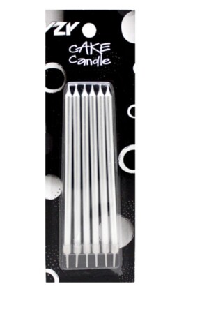 Silberne Geburtstagskerze und Untersetzer 14 cm, 6er-Pack - Dr. Gusto