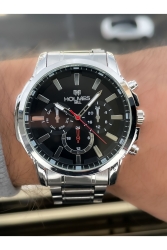 Silberne Herrenuhr mit Stahlarmband HM015448 - holmes hill