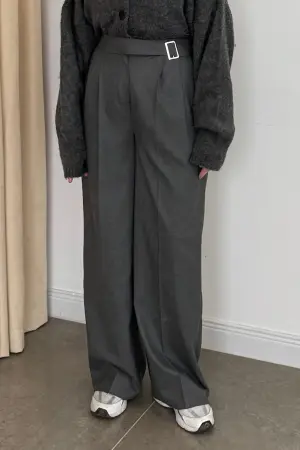 Silberne Palazzohose mit Schnalle Anthrazit - Nuuwears