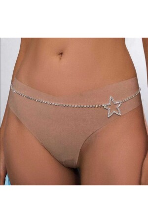 Silberne Stern-Körperkette für Damen, Modell, Kristallstein-Körperzubehör, Bauchkettenschmuck - Furtek Aksesuar