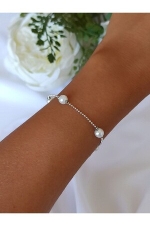 Silbernes Perlenkettenarmband - Denizdenal