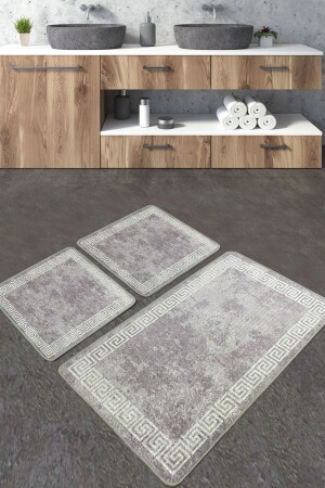 Silencio Bathroom Rug Djt Set of 3 Bath Mat Non-Slip Based Toilet Bowl Set - Chilai Home