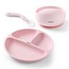 Silicone baby tableware set pink – 3 pieces - BABYONO