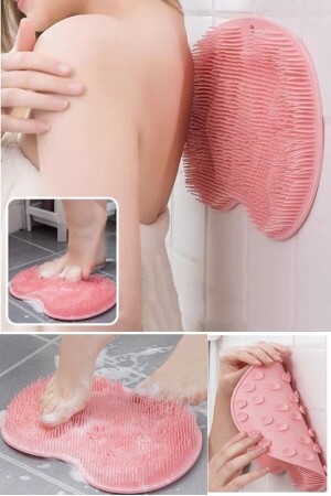 Silicone Bath Brush with Suction Cup Foot Massage Pad Back Scrub Body Washing Washcloth - Beyzana