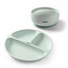Silicone children's tableware set green – 2 pieces - BABYONO