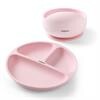 Silicone children's tableware set pink – 2 pieces - BABYONO