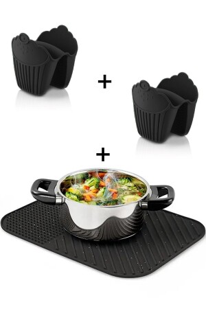 Silicone Dish Drying Mat - Non-Slip Black and Cupcake Shaped Silicone Oven Mitts ZÜBA-SILIKON-BULASIKELDIVEN - ZÜBA
