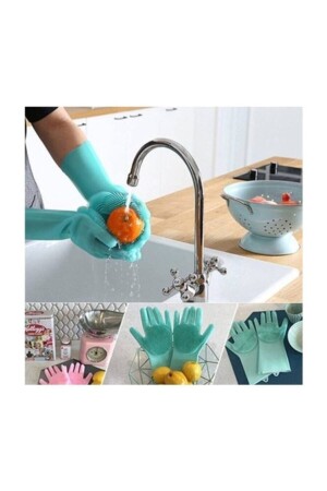 Silicone Dishwashing Gloves Practical Dishwashing Gloves Sponge Dishwashing Gloves 2 Pieces - Eviniz İçin Herşey