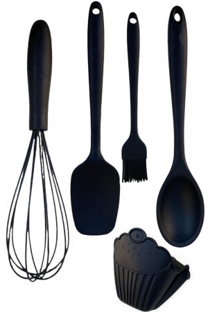 Silicone Fireproof Non-Stick Beater Spatula Brush Spoon Holder Set 5S - AROW