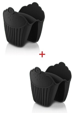 Silicone Oven Mitts Heat Insulated Non-Slip Microwave Oven Pot Tray Black 2 Pcs - Genel Markalar