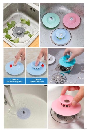 Silicone Sink and Bathtub Stopper Strainer - 2 Function Drain Coverer 1 Piece - Genel Markalar