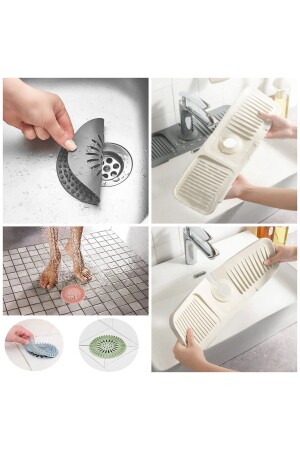 Silicone Sink Strainer and Faucet Mat 2-Piece Product Sink Stopper Water Trap Non-Slip - Cermix