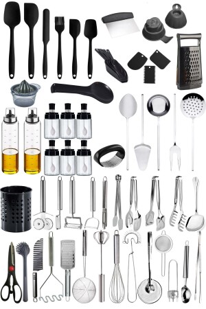 Silicone Spoon Knife Spatula Set and Practical Kitchen Utensils Serving Set Ladle Set Dowry Set T0904KV50 - Mirilliahome