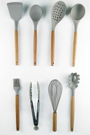 Silicone Wooden Gray 8 Piece Serving Set C320. 049 - Digithome