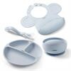 Silikon bebek besleme seti, mavi – 4 parça - BABYONO
