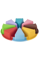 Silikon Karışık Renkli Dilimli Yuvarlak Kek Kalıbı 27x2 cm SOFTDLM27 - Tantitoni