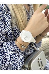Silikon Kordon Unisex Kol Saati - Beyaz BGMPUVZ7 - wesscollection