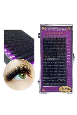 Silk Eyelashes 0-07 C Curl 14mm Length - Nagaraku