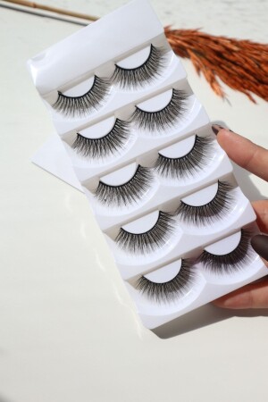 Silk Eyelashes Natural Long Eyelashes False Eyelashes 5 Pack 3D Lashes - Seburam