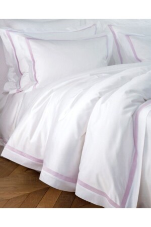 Silk Lilac Color Striped King Size Cotton Satin Duvet Cover Set Battk - METİNEV