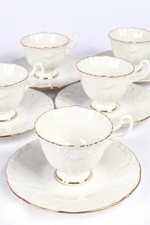 Silk Porcelain Coffee Cup Set Gilded Ros-100 62602 ikf1001 - İpek