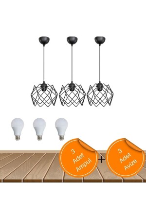 Silvano Kronleuchter, ein Wohnzimmer, Küche, Badezimmer, Schlafzimmer, Eingang, Hängelampe, 3 Stück, Kronleuchter, 3 Stück Glühbirne, GESCHENK AYDN018 - MHK Collection